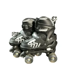 Used ADJ 12-2 4 QUAD ROLLER SKATE Junior Roller Quad Skates Black Adjustable