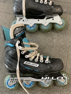 Used Bauer RSX HI-LO Junior Roller Quad Skates Black Junior 05.5