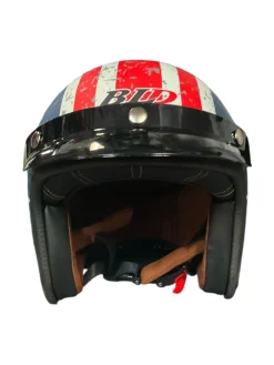 Used BLD OPEN FACE MOTO HELMET Adult Helmet Royal Blue LG