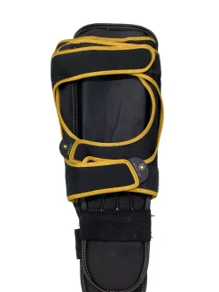 Used BRAVE SHIN PADS Martial Arts Shin Pads Black And Gold L/XL