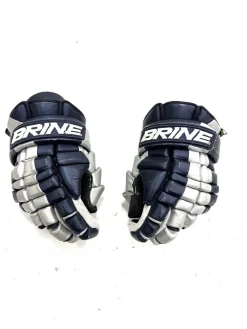 Used Brine DEFT Lacrosse Gloves Mens Navy Blue LG