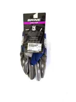 Used Brine MANTRA Lacrosse Gloves Womens Navy Blue LG