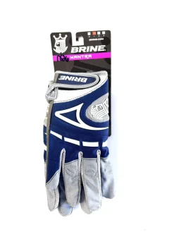 Used Brine MANTRA Lacrosse Gloves Womens Navy Blue LG