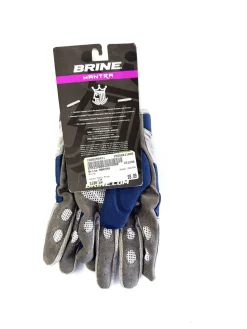 Used Brine MANTRA Lacrosse Gloves Womens Navy Blue LG