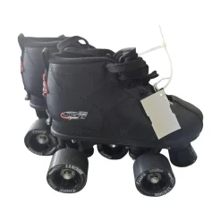 Used CRAZY ROCKET QUAD SKATES 12Y-2 Junior Roller Quad Skates Black Adjustable