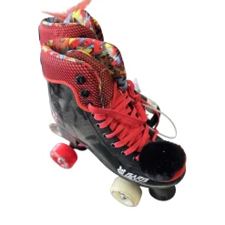 Used CRAZY TROLL SKATES 3-6 ADJ Junior Roller Quad Skates Black Adjustable