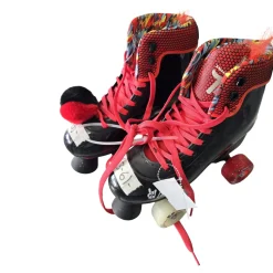 Used CRAZY TROLL SKATES 3-6 ADJ Junior Roller Quad Skates Black Adjustable