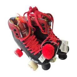 Used CRAZY TROLL SKATES 12Y-2J ADJ Junior Roller Quad Skates Black Adjustable