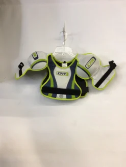 Used DR FUTURE STAR Lacrosse Shoulder Pads White And Optic Yellow Youth
