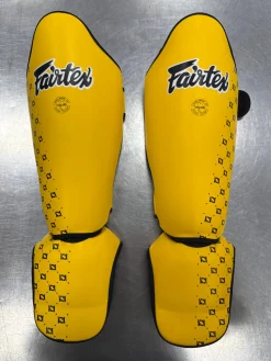 Used FAIRTEX MUAY THAI SHIN PADS SP5 Martial Arts Shin Pads Yellow SM