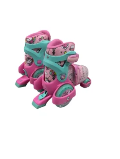 Used HELLO KITTY SKATES Child Roller Quad Skates Pink Adjustable