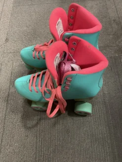 Used Impala GREEN/PINK ROLLERSKATES Senior Roller Quad Skates Teal Senior 8