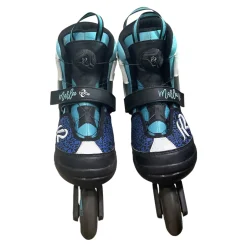 Used K2 MARLEE 1 - 5 Junior Roller Quad Skates Carolina Blue Adjustable