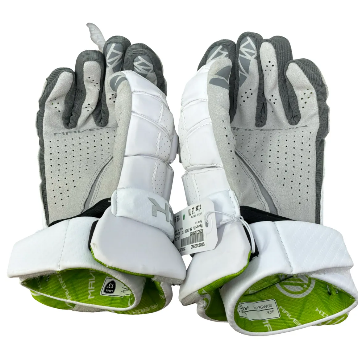 Used Maverik M6 DEMO Lacrosse Gloves Mens White 13"