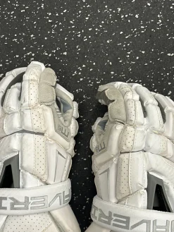 Used Maverik M6 Lacrosse Gloves Mens White LG