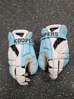 Used Maverik MAX GOALIE GLOVES LAX Goalie Gloves M Sky Blue 14"