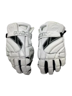 Used Maverik MAX Lacrosse Gloves Mens White 12"