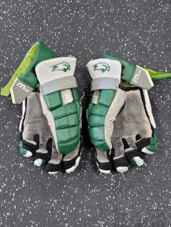 Used Maverik MAX Lacrosse Gloves Mens Green And White 13"