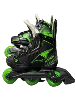 Used Mission LIL RIPPER Junior Roller Quad Skates Green Adjustable