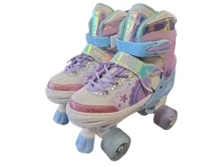 Used NEMONE ADJ SKATES 1-4 Junior Roller Quad Skates Purple Adjustable