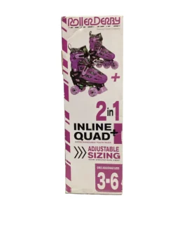 Used RollerDerby 3-6 QUAD Junior Roller Quad Skates Purple Adjustable