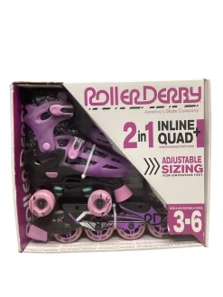 Used RollerDerby 3-6 QUAD Junior Roller Quad Skates Purple Adjustable