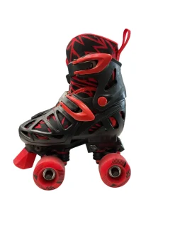 Used RollerDerby QUICK FIT SZ Y12-2 Child Roller Quad Skates Red Adjustable