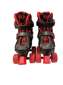 Used RollerDerby QUICK FIT SZ Y12-2 Child Roller Quad Skates Red Adjustable