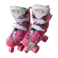 Used RollerDerby TRAC STAR ADJ 3-6 QUADS Junior Roller Quad Skates Pink Adjustable