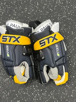 Used STX CELL V LAX Goalie Gloves M Navy Blue LG