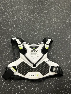Used STX CELL V LINER Lacrosse Shoulder Pads White LG