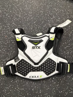 Used STX CELL V LINER Lacrosse Shoulder Pads White SM