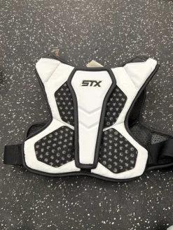 Used STX CELL V LINER Lacrosse Shoulder Pads White SM