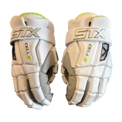 Used STX Cell VI Lacrosse Gloves Mens White LG