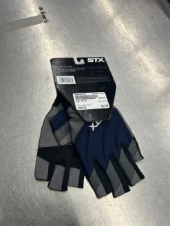 Used STX SEIZE Lacrosse Gloves Womens Navy Blue LG