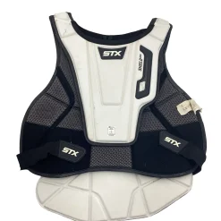 Used STX SHIELD 600 GOALIE CHEST PAD Lacrosse Shoulder Pads White LG