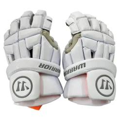 Used Warrior BURN Lacrosse Gloves Junior White LG
