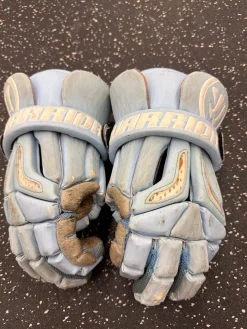 Used Warrior BURN PRO Lacrosse Gloves Mens Carolina Blue 13"