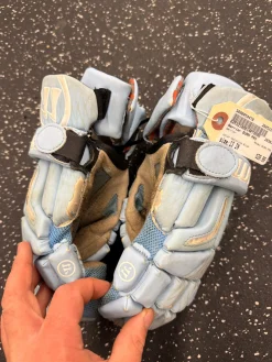 Used Warrior BURN PRO Lacrosse Gloves Mens Carolina Blue 13