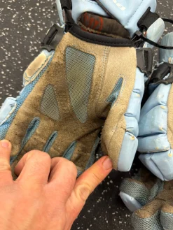 Used Warrior BURN PRO Lacrosse Gloves Mens Carolina Blue 13