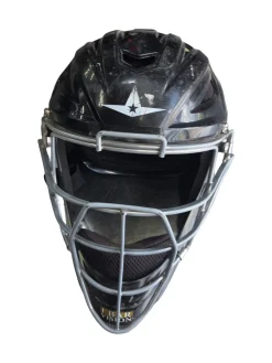 Used All Star CATCHER HELMET 7-7.5 Catchers Helmet w/Mask Black One Size