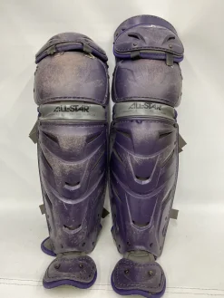 Used All-Star PURPLE CATCHER SHIN GUARDS Catchers Leg Guards Purple Adult