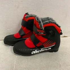 Used Alpina Boys NNN XC Ski Boots Red W 05-05.5 / JR 03.5-04