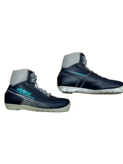 Used Alpina Mens NNN XC Ski Boots Navy Blue W 06 / JR 04-04.5