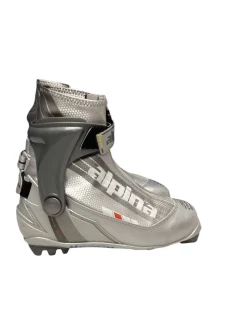 Used Alpina SKATE BOOT Boys NNN XC Ski Boots Grey W 05-05.5 / JR 03.5-04