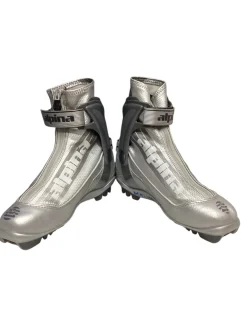 Used Alpina SKATE BOOT Boys NNN XC Ski Boots Grey W 05-05.5 / JR 03.5-04