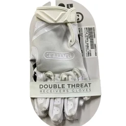 Used Battle Sports DOUBLE THREAT RECIEVER GLOVES FB Gloves White LG