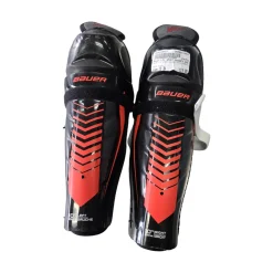 Used Bauer LIL SPORT HOCKEY SHIN GUARDS YTH 10IN Youth Shin Guards Black 10"
