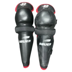 Used Bauer LINDROS Senior Shin Guards Black 14"