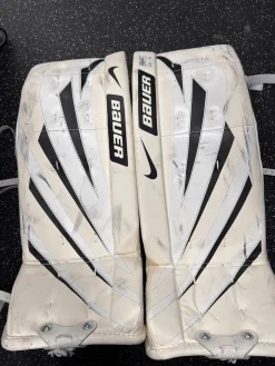 Used Bauer ONE 55 Goalie Leg Pads Junior White 30"